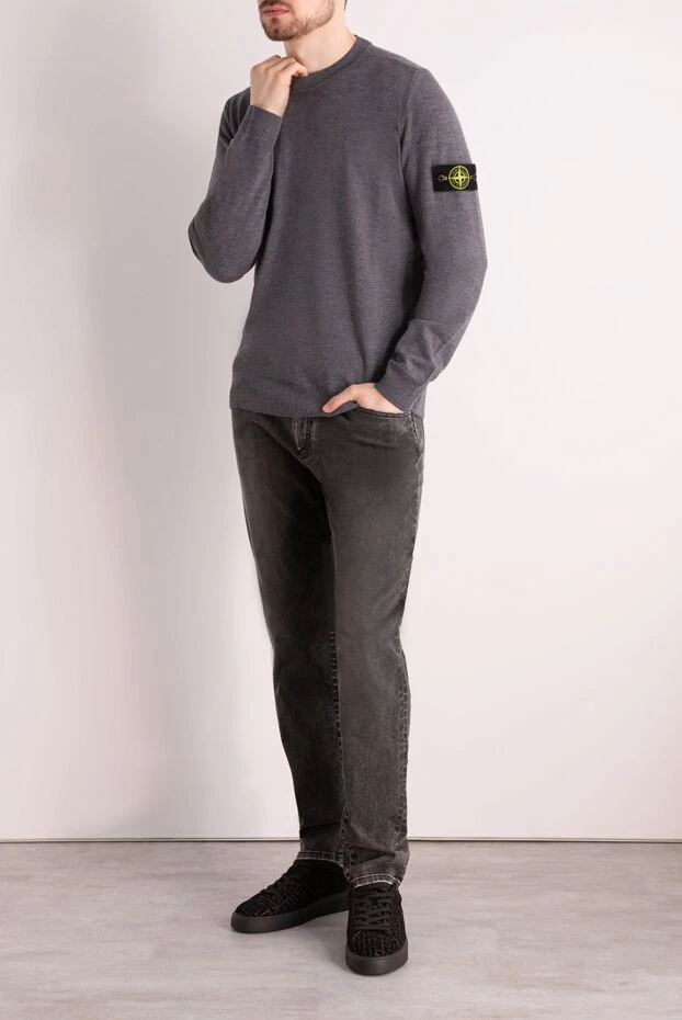 Stone Island man long sleeve wool jumper for men, gray 177270 - photo 2