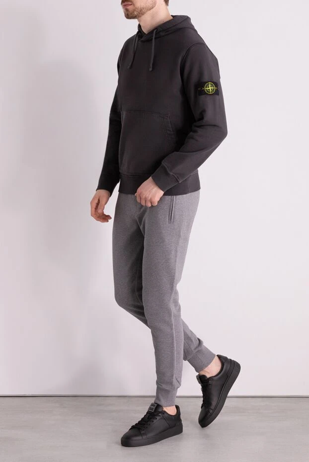 Stone Island мужские кофта спортивная из хлопка мужская черная 177275 - фото 2