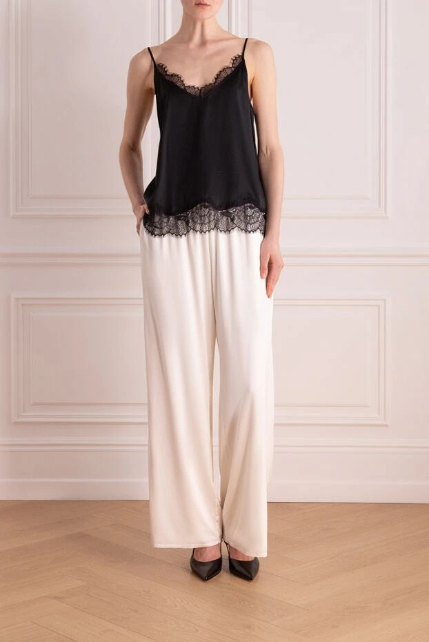 Max&Moi pants made of silk and elastane for women white 177305 - photo 2