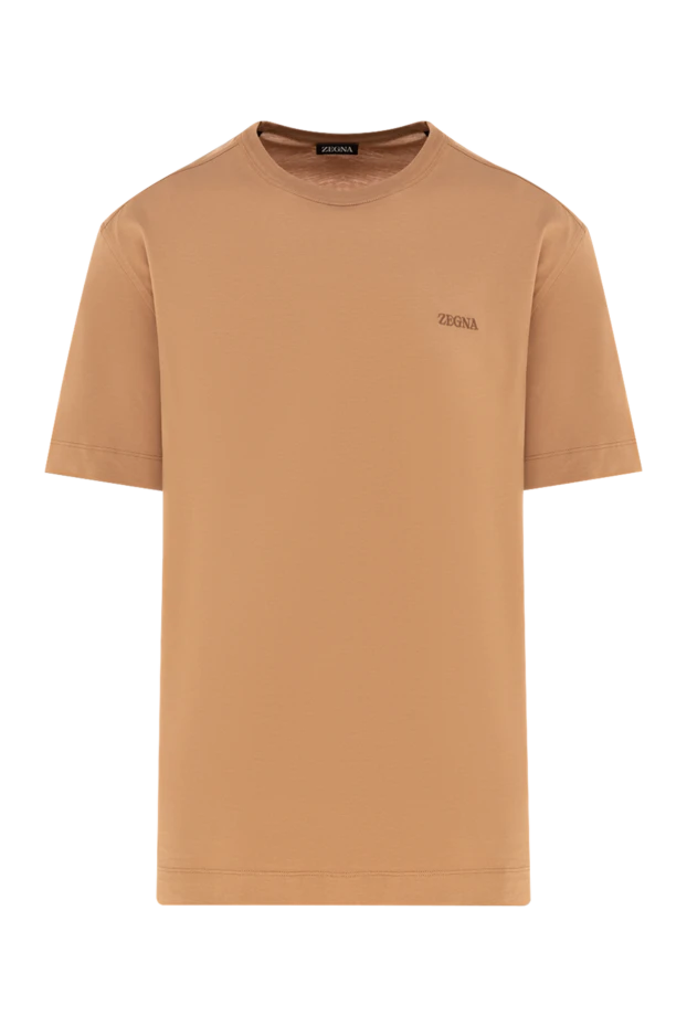 Ermenegildo Zegna men's cotton t-shirt in a caramel color with chest embroidery 196992 - photo 1