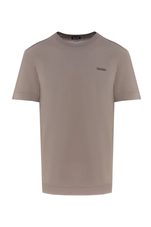 Ermenegildo Zegna men's cotton t-shirt in a neutral shade with a neat logo 195461 - photo 1