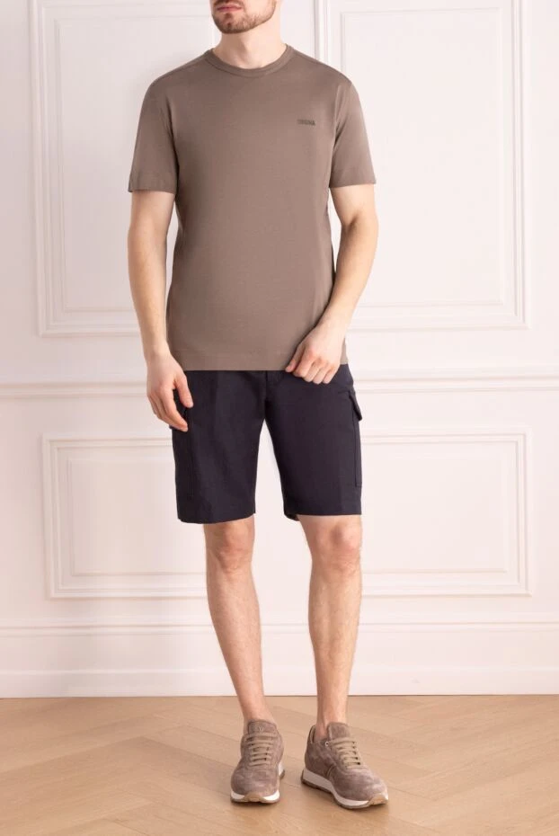 Ermenegildo Zegna men's cotton t-shirt in a neutral shade with a neat logo 195461 - photo 2