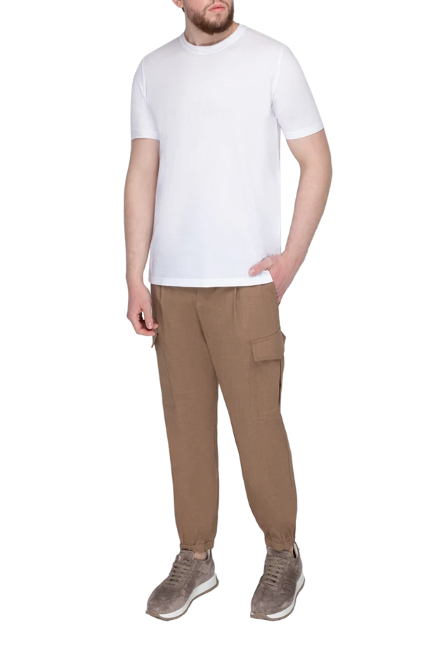 Eleventy man men's brown wool and elastane trousers buy with prices and photos 177529 - photo 2