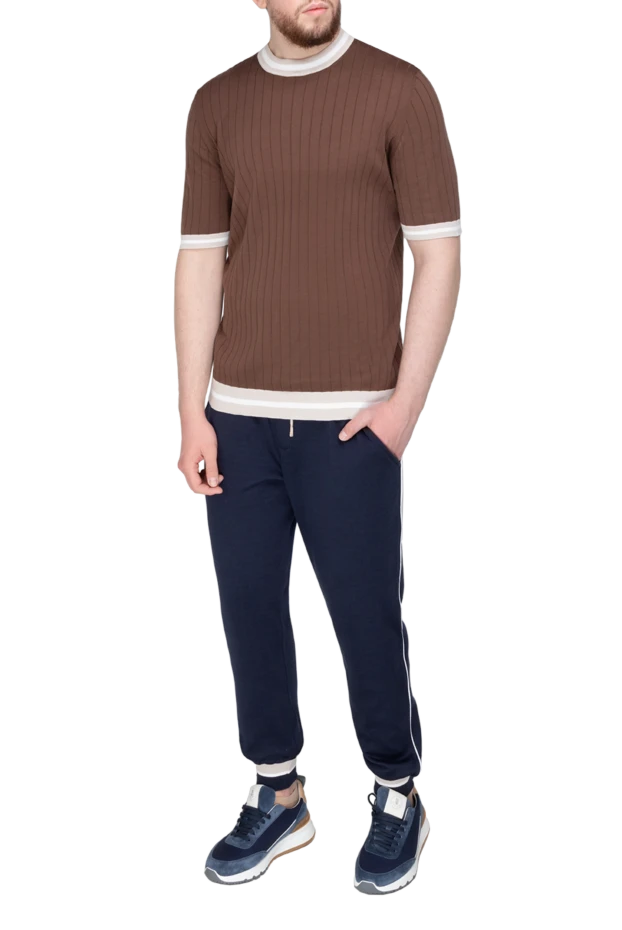 Eleventy cotton short sleeve jumper for men brown 195754 - photo 3