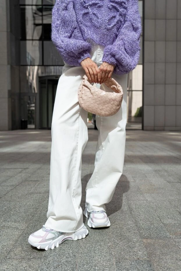 Balmain білі кросівки b-east pb з монограмою логотипу з рожевими вставками 177555 - фото 2