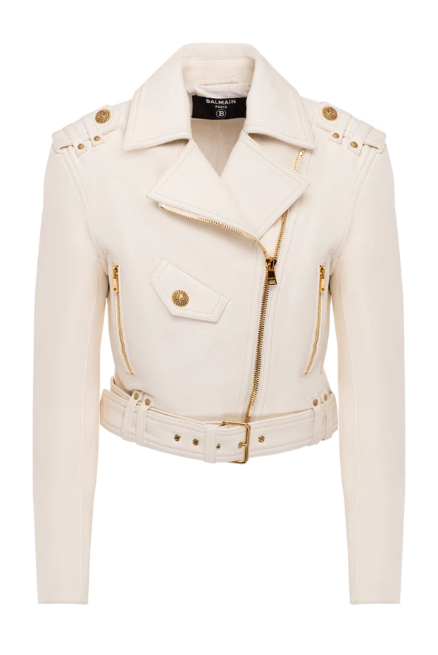 Balmain woman women's leather jacket, beige 177564 - photo 1