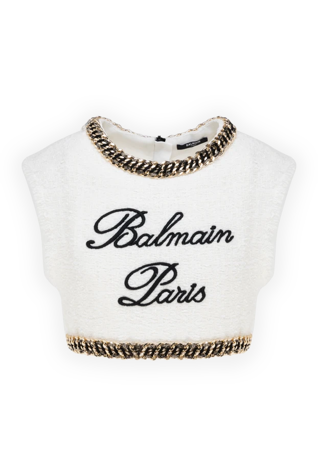 Balmain топ з бавовни та поліаміду жіночий білий 177567 - фото 1