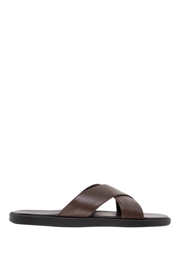 Flip flops made of genuine leather brown for men