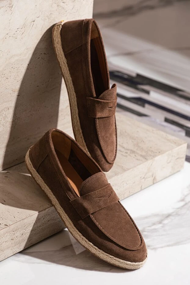 Doucal`s brown nubuck loafers with jute woven sole 177588 - photo 2