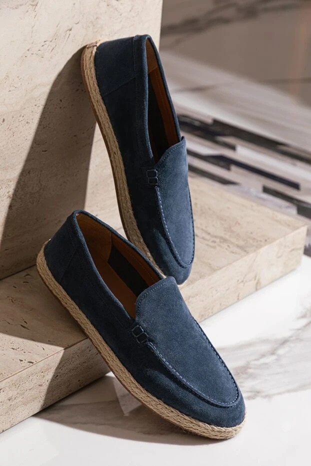 Doucal`s deep blue nubuck loafers on a jute base 177590 - photo 2