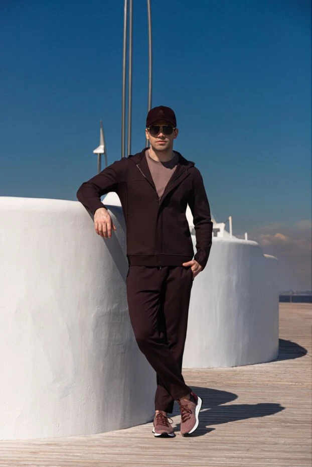 Doucal`s трикотажные бордовые кроссовки с кожей и контрастными деталями 177600 - фото 2