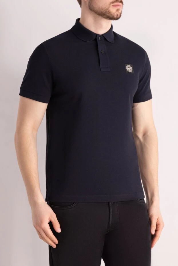 Stone Island classic blue men's cotton polo shirt with logo 196993 - photo 3