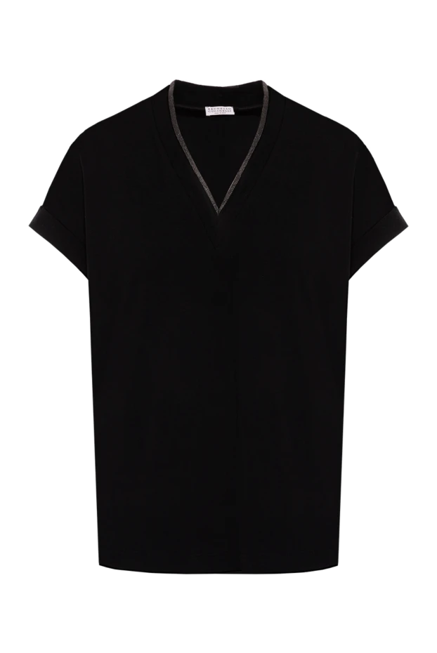 Brunello Cucinelli t-shirt made of cotton and elastane for women black 177654 - photo 1