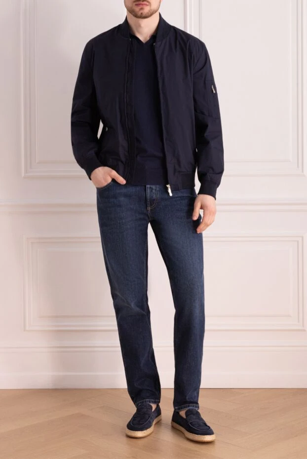 Brunello Cucinelli куртка з поліестеру та бавовни синя чоловіча 177656 - фото 2