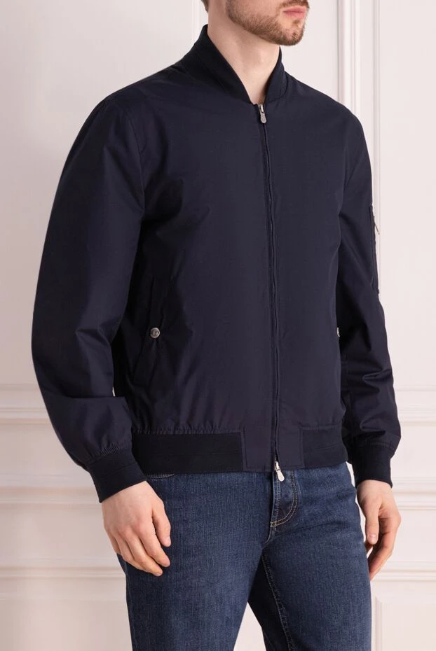 Brunello Cucinelli куртка з поліестеру та бавовни синя чоловіча 177656 - фото 3