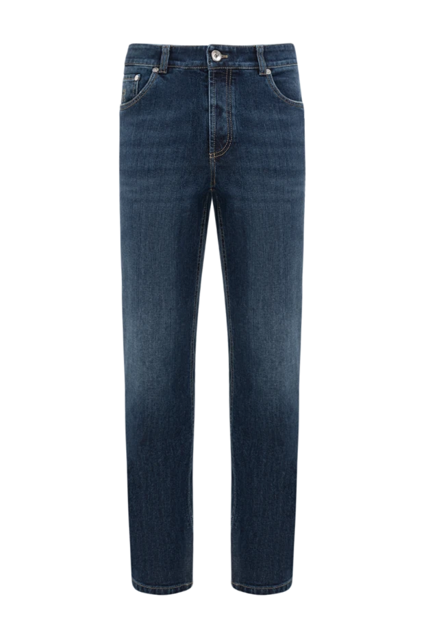 Джинсы из хлопка и эластана синие мужские - фото 1