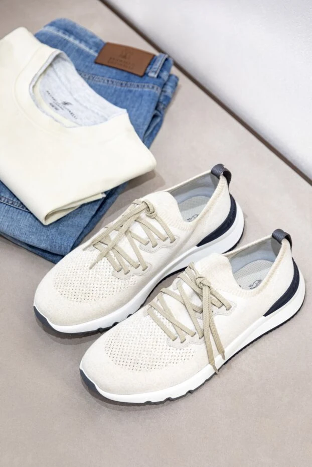 Sneakers made of textile for men white - photo 2