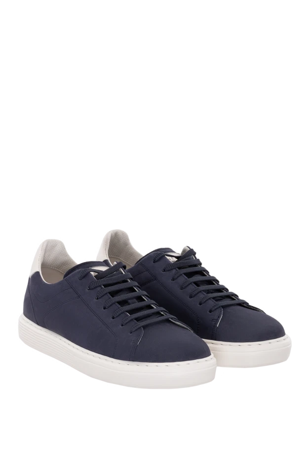 Brunello Cucinelli blue nubuck sneakers for men 177677 - photo 3