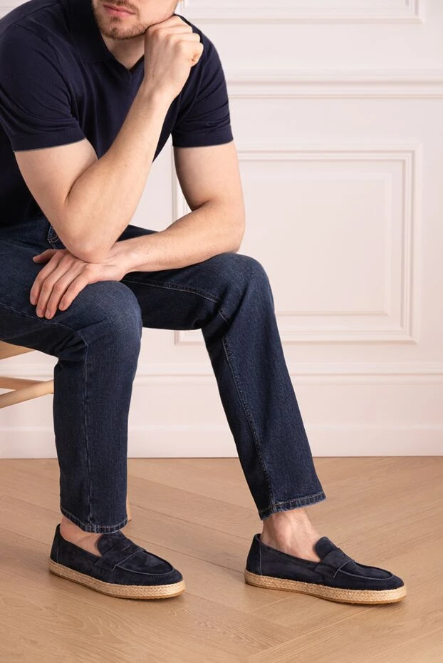 Brunello Cucinelli лоферы из замши мужские синие 177679 - фото 2