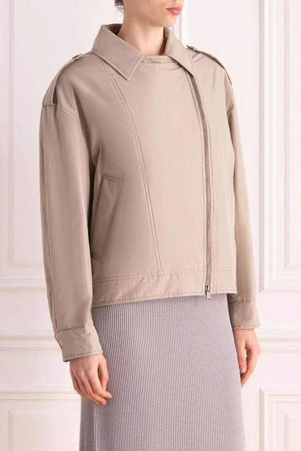 Brunello Cucinelli куртка з поліестеру та бавовни жіноча сіра 177704 - фото 3