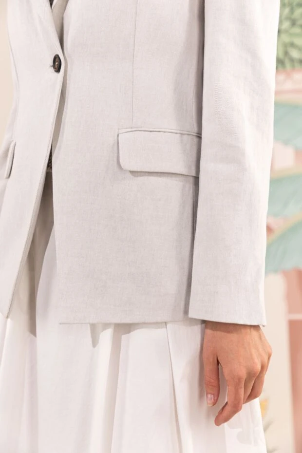 Brunello Cucinelli жакет из хлопка и льна женский белый 177705 - фото 2