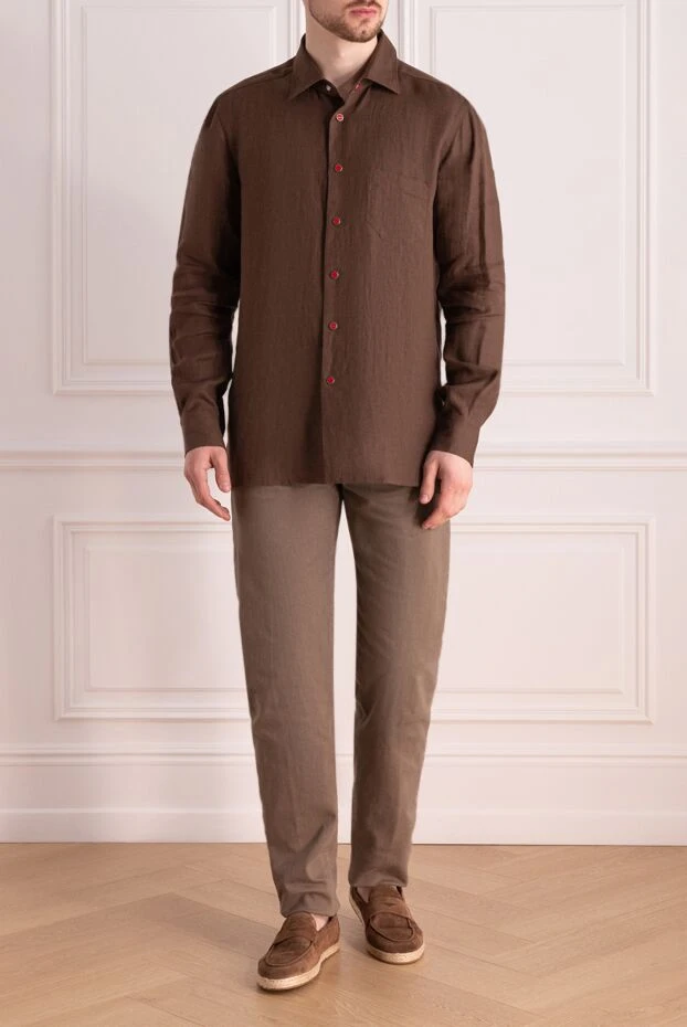 Kiton brown linen shirt for men 177717 - photo 2