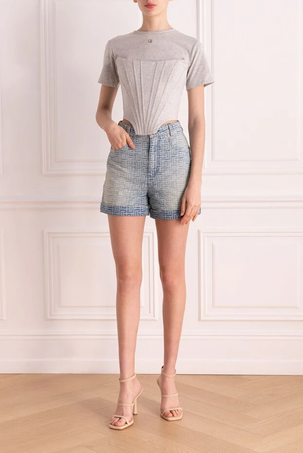 Balmain denim shorts made of cotton for women blue 177777 - photo 2