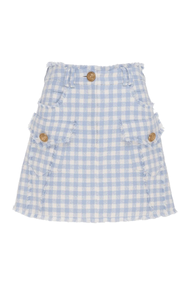 Balmain woman women's blue cotton and polyamide skirt 177779 - photo 1