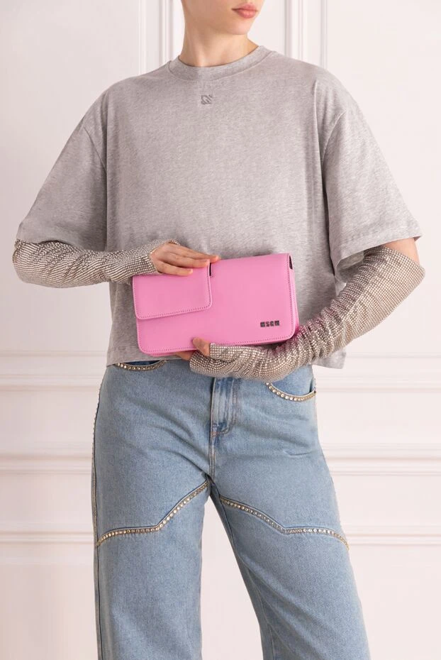MSGM woman women's leather and polyurethane bag pink buy with prices and photos 177856 - photo 2