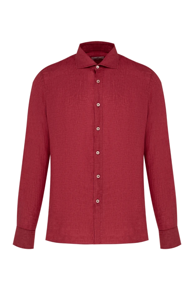 Men's linen shirt in burgundy