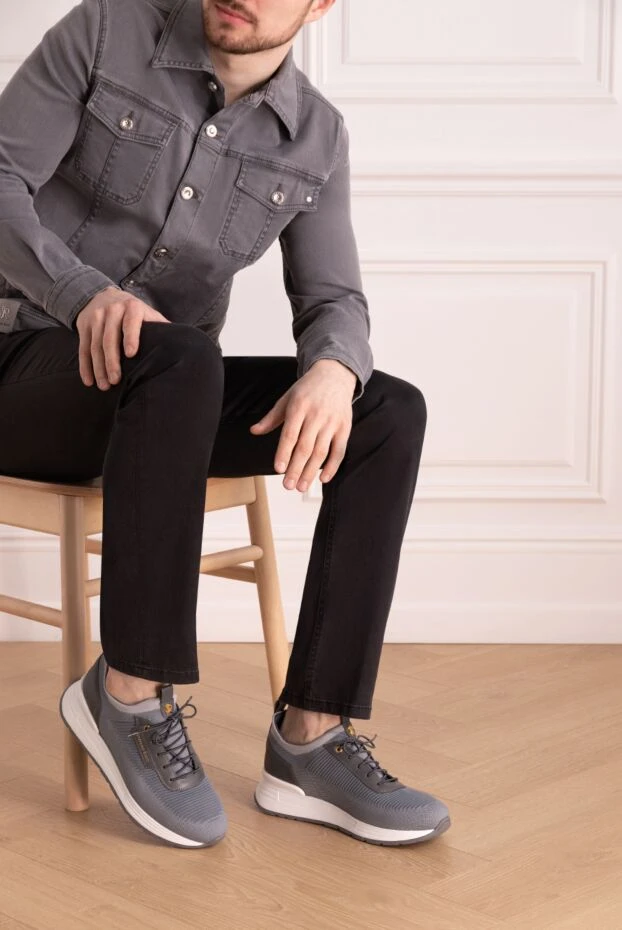 Stefano Ricci кроссовки из полиэстера мужские серые 177883 - фото 2