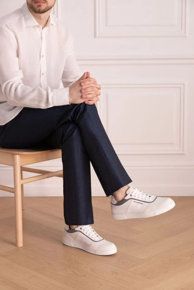 Stefano Ricci кроссовки из натуральной кожи мужские белые 177885 - фото 2