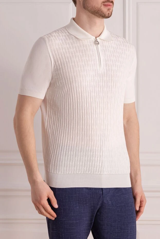 Stefano Ricci white men's polo made of silk and cotton 177894 - photo 3