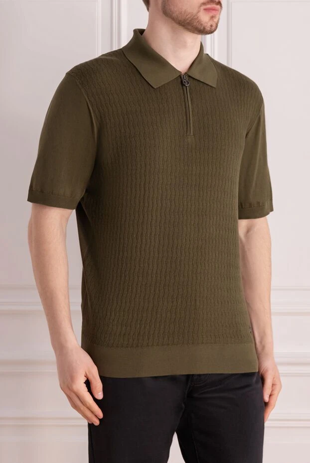 Stefano Ricci поло мужское зеленое из шелка и хлопка 177898 - фото 3