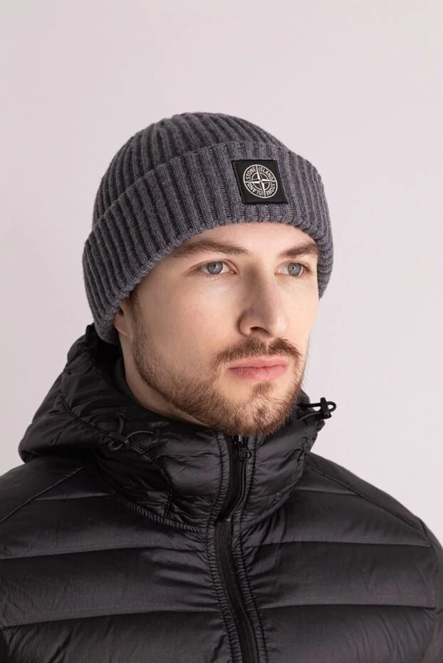 Stone Island man men's gray wool hat buy with prices and photos 177913 - photo 2