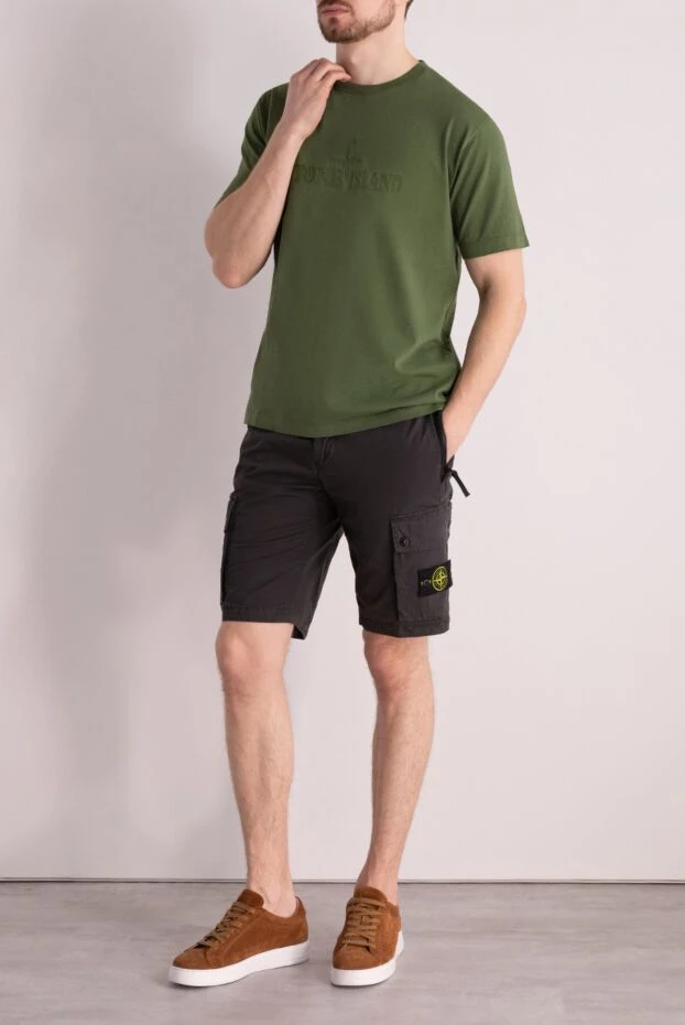 Stone Island man men's cotton and elastane shorts, gray buy with prices and photos 177914 - photo 2