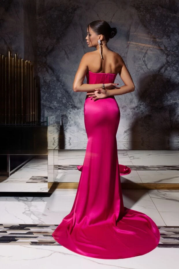 Giuseppe Di Morabito ярко-розовое платье в пол с корсетным лифом и драпировкой 177932 - фото 2
