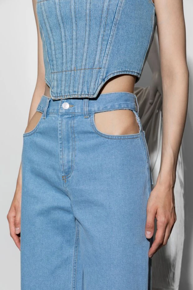 Топ из хлопка джинсовый женский синий - фото 2