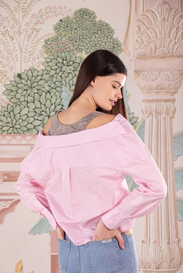 Giuseppe Di Morabito pink pinstriped off-shoulder shirt 177945 - photo 3