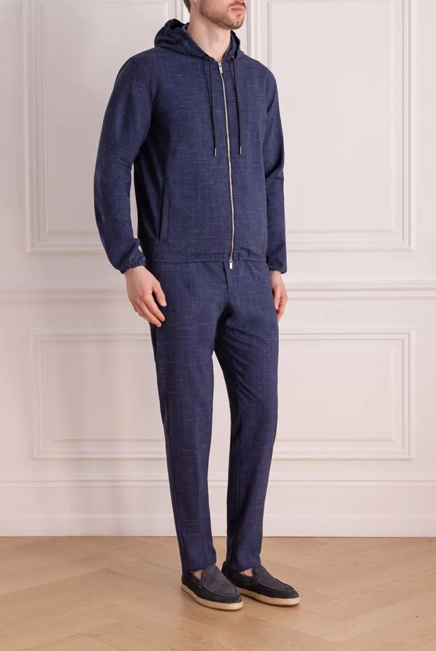 Tombolini blue men's walking suit made of wool and linen 177950 - photo 3