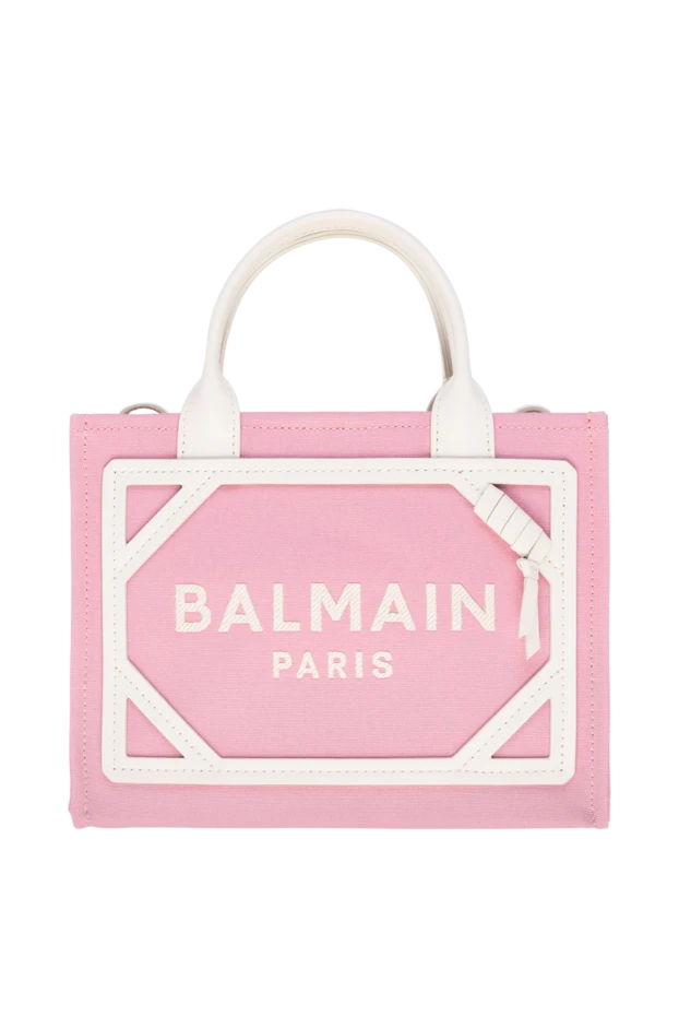 Balmain жіночі сумка з бавовни та шкіри жіноча рожева купити фото з цінами 177967 - фото 1