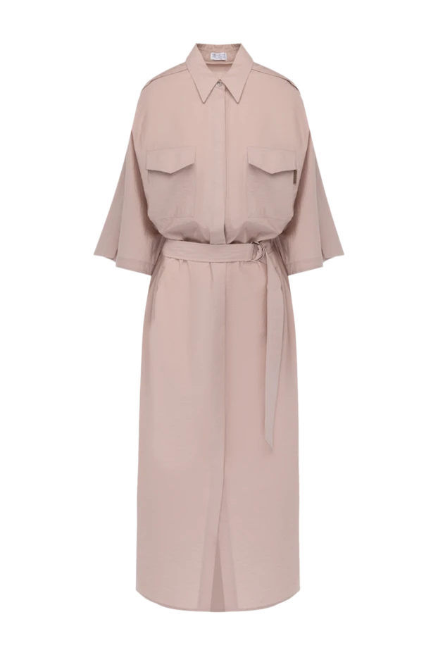 Beige cotton and polyamide dress for women - photo 1