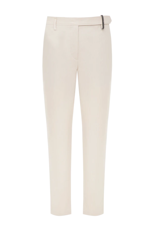 Beige cotton and elastane pants for women - photo 1