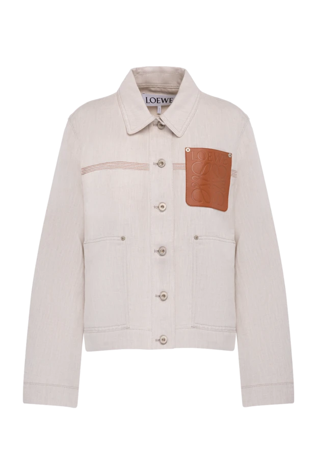 Loewe женские куртка джинсовая из хлопка и льна женская бежевая купить с ценами и фото 178031 - фото 1
