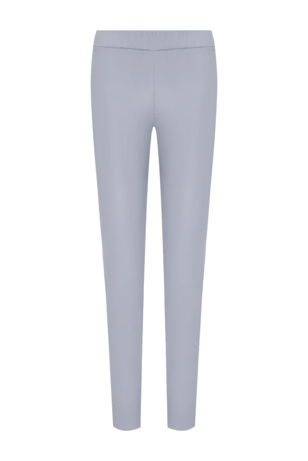 Women's gray leggings made of genuine leather