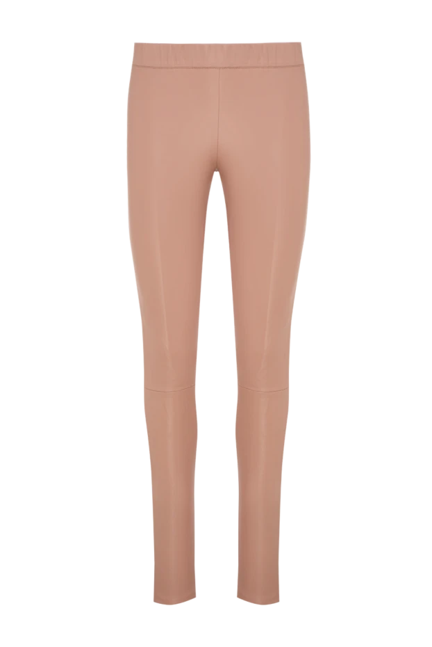 Pink leggings made of genuine leather for women