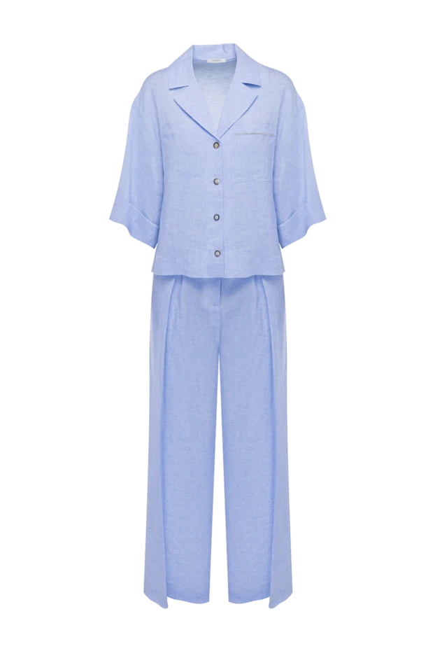 Blue women's suit with linen pants