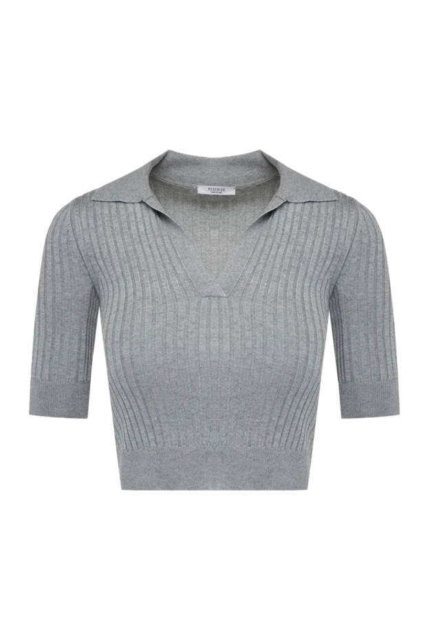 Women's gray viscose and polyester polo