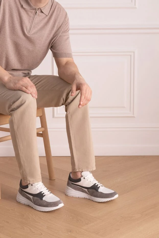 Stefano Ricci кроссовки из натуральной кожи мужские серые 178184 - фото 2