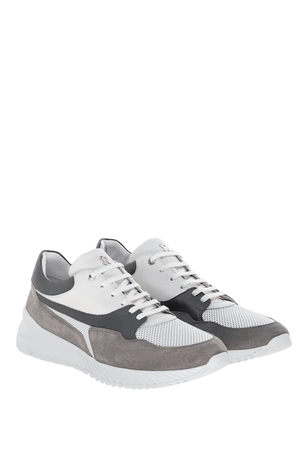Stefano Ricci кроссовки из натуральной кожи мужские серые 178184 - фото 3
